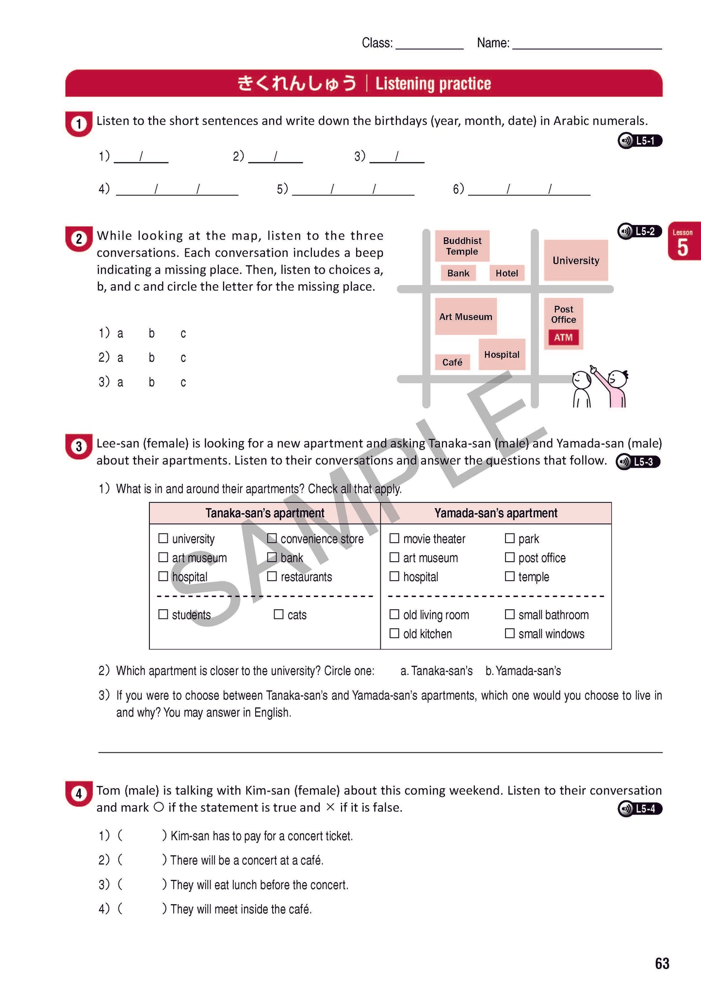 TOBIRA I: Beginning Japanese Workbook 2 -Vocabulary, Grammar, Listening